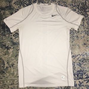 White Dry Fit Nike Pro Athletic Shirt